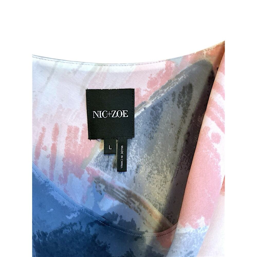 NIC+ZOE Artsy Abstract Multicolor Cowl Neck Sleeveless Dress‎ Flowy Feminine-L - Picture 6 of 12